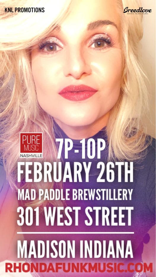 February 26th at Mad Paddle –  RHONDA FUNK, Award Winner for USA Female Single o